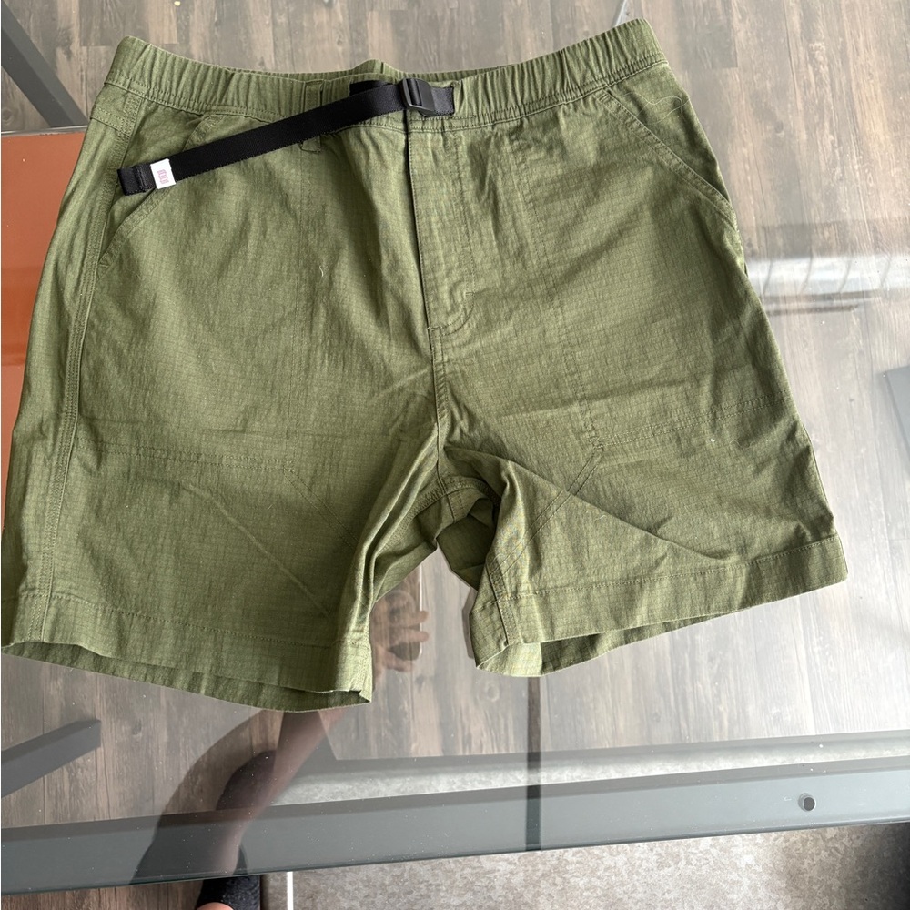 Topo Designs Green Athletic Shorts with Elastic Waistband